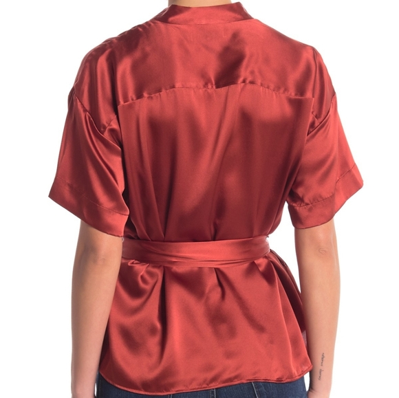 NWT:Frame Silk Lounge Tie Waist Top - Picture 2 of 3